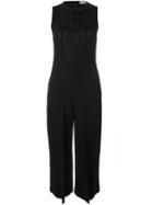 Red Valentino Ruffle Bib Jumpsuit, Women's, Size: 40, Black, Acetate/viscose/spandex/elastane