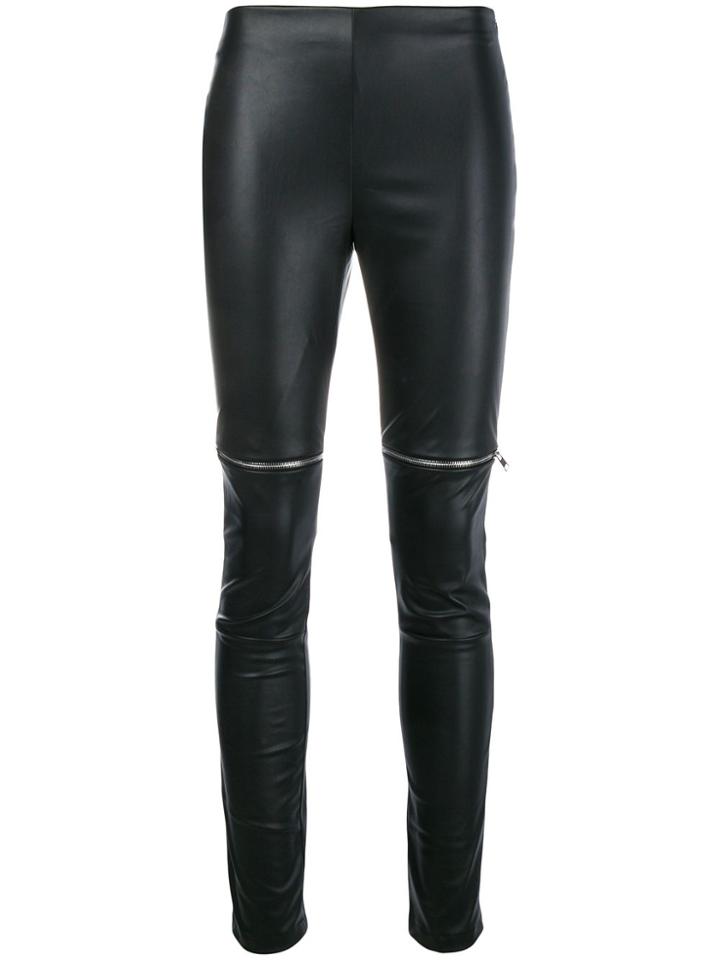 Amen Zipped Knee Faux Leather Leggings - Black