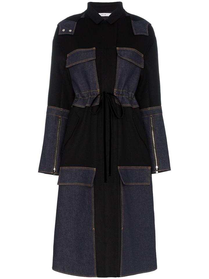 Adeam Denim Patchwork Trench Coat - Black