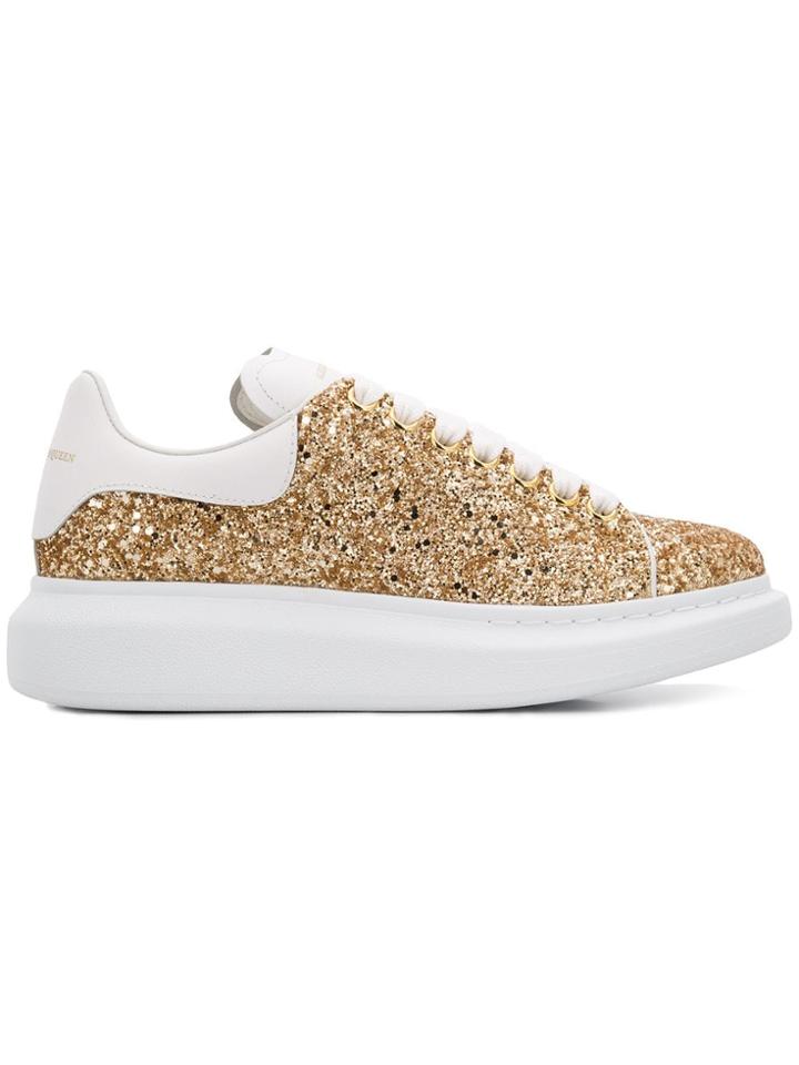 Alexander Mcqueen Glitter Oversized Sneakers - Gold