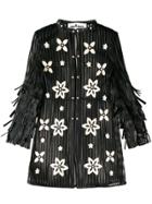 Caban Romantic Hamptons Semi-sheer Floral Long Top - Black