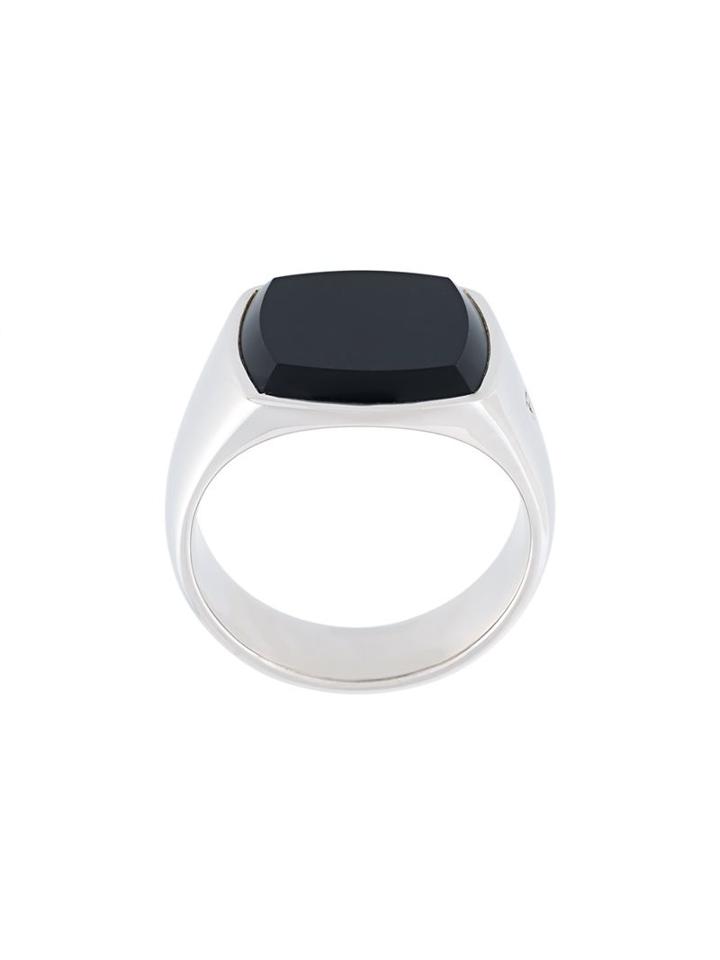 Tom Wood Cushion Onyx Signet Ring, Adult Unisex, Size: 60, Metallic