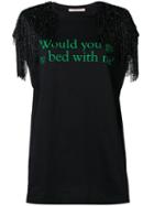 Christopher Kane Slogan Print Fringe-trimmed T-shirt - Black