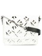 Kenzo Logo Cut-out Shoulder Bag, Women's, White, Cotton/leather/polyamide/polyurethane