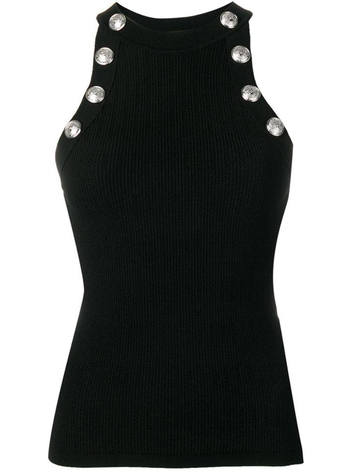 Balmain Button Detail Tank Top - Black