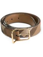 Burberry House Check Belt, Women's, Size: 100, Nude/neutrals, Calf Leather/cotton/leather