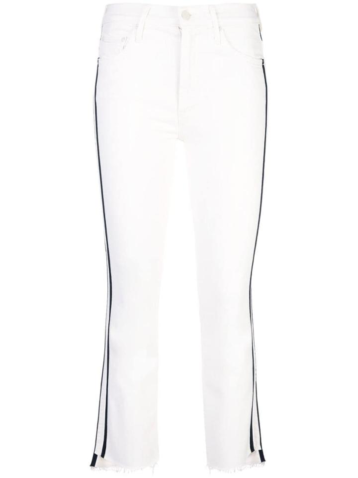 Mother Side Stripe Cropped Jeans - White