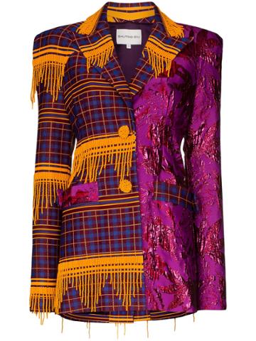 Shuting Qiu Deconstructed Bead Tassel Embroidered Blazer - Purple