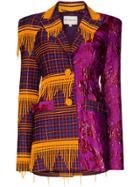 Shuting Qiu Deconstructed Bead Tassel Embroidered Blazer - Purple