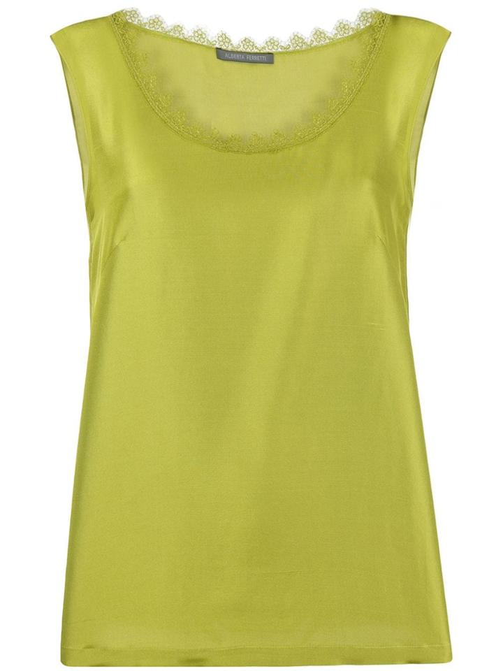 Alberta Ferretti Lace Trim Tank Top - Green