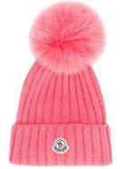 Moncler Pompom Detail Hat - Pink