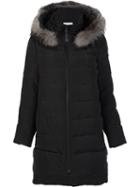Derek Lam 10 Crosby Hooded Padded Coat, Women's, Size: Small, Black, Fox Fur/polyester