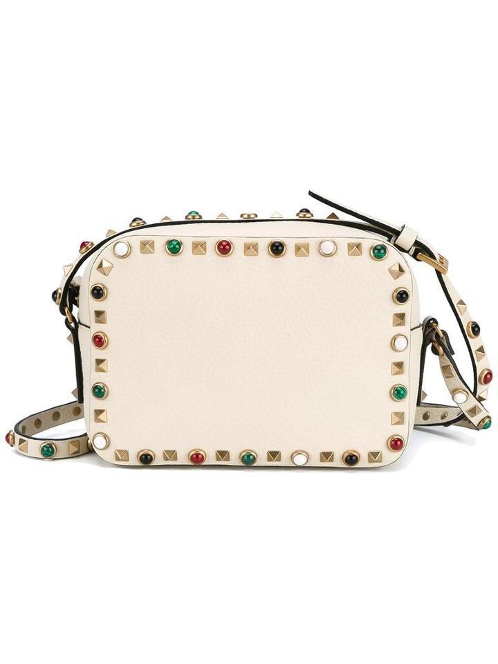 Valentino Valentino Garavani 'rockstud Rolling' Shoulder Bag, Nude/neutrals, Leather/suede/metal