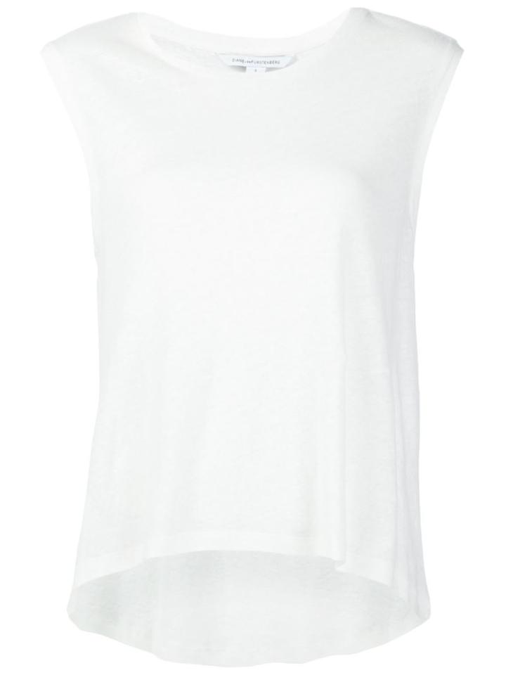 Diane Von Furstenberg Sleeveless Tank Top, Women's, Size: Small, White, Linen/flax/cotton