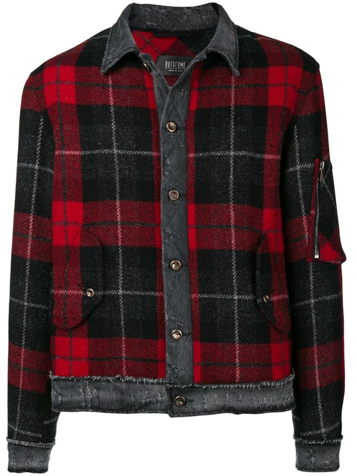 Overcome Check Pattern Jacket - Red