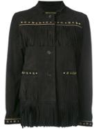 Alessandra Chamonix Fringed Studded Shirt Jacket, Women's, Size: 46, Black, Leather