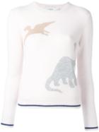 Coach Dinosaur Intarsia Jumper, Women's, Size: Small, Pink/purple, Cashmere