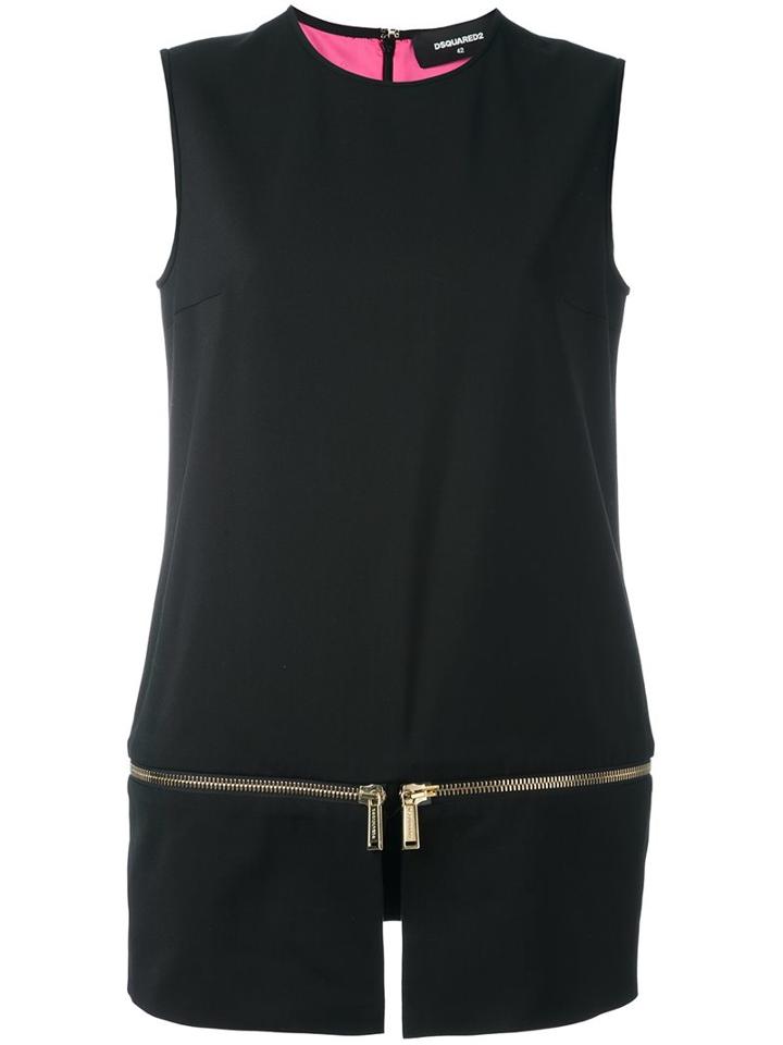 Dsquared2 Side Zip Detail Blouse, Women's, Size: 42, Black, Polyester/spandex/elastane/viscose/virgin Wool