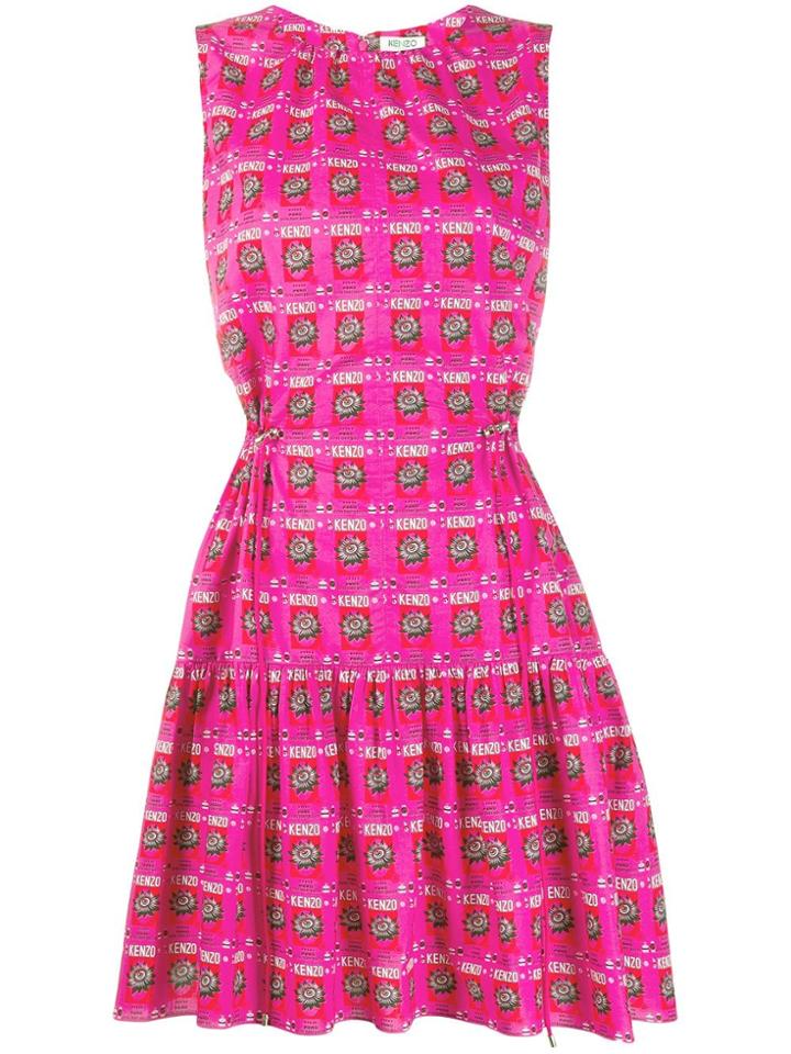 Kenzo Logo Print Sleeveless Dress - Pink