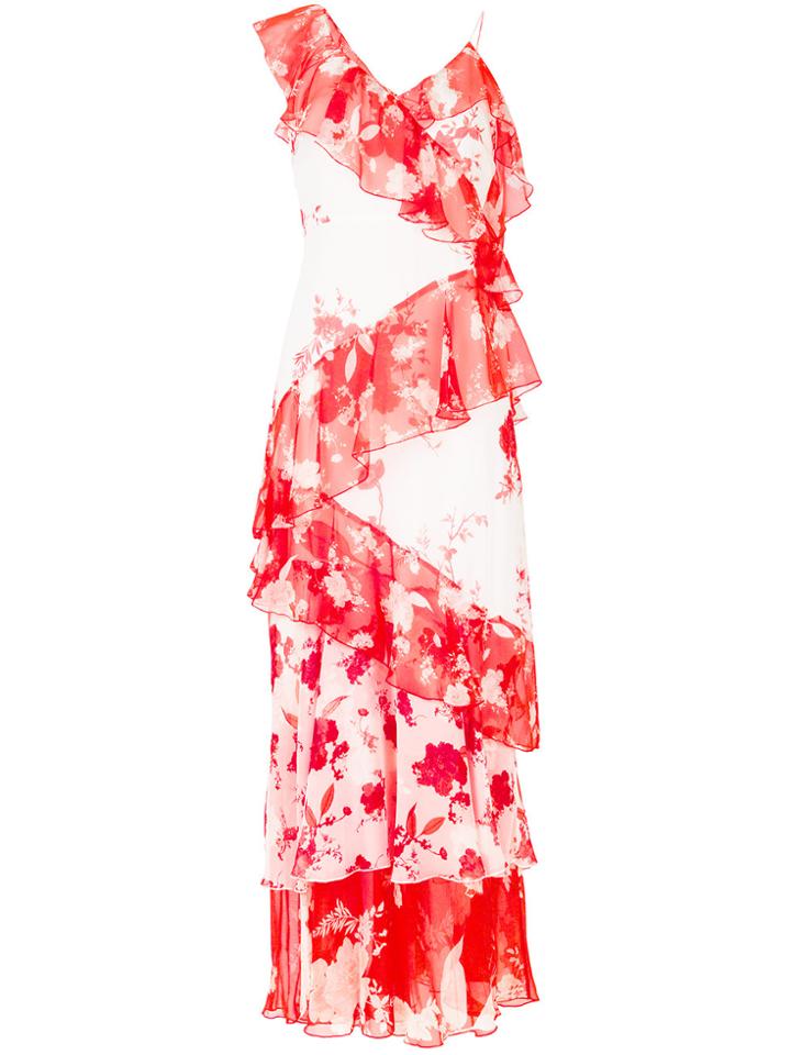 Alice+olivia Floral-print Ruffled Maxi Dress - Red