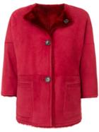 Desa 1972 Furry Interior Button Up Coat - Red