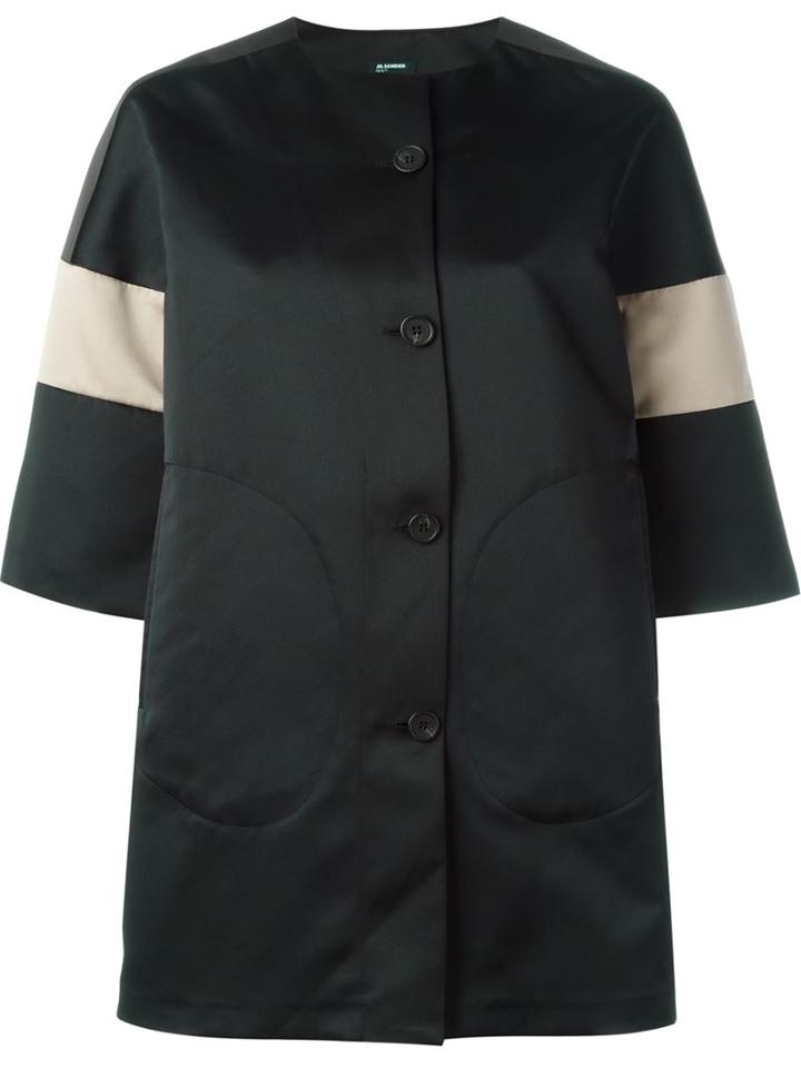 Jil Sander Navy Striped Sleeves Coat