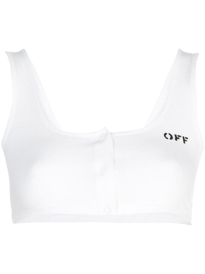 Off-white Cropped Ribbed Tank Top
