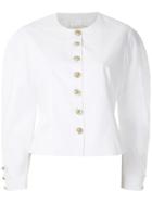 Framed Buttons Wide Sleeves Blazer - White