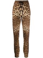 Dolce & Gabbana Cashmere Leopard Print Track Pants - Brown