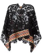 Ermanno Gallamini Lace Poncho, Women's, Black, Cotton/polyester