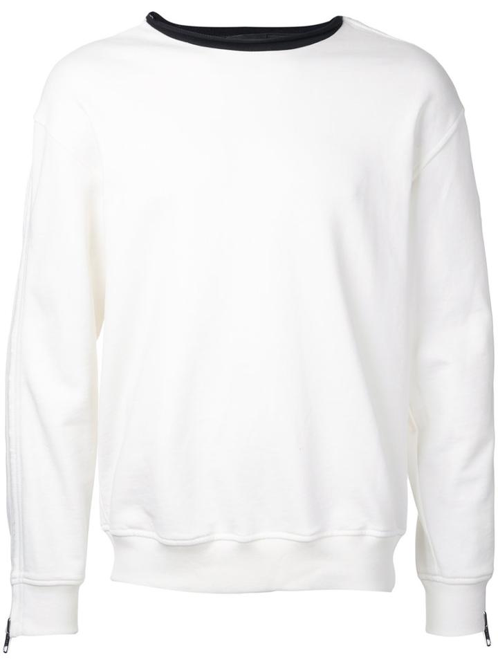 3.1 Phillip Lim - Contrast Neck Jumper - Men - Cotton - L, White, Cotton