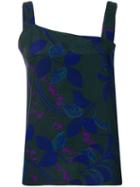 Versace Pre-owned Diagonal Cut Floral Top - Black