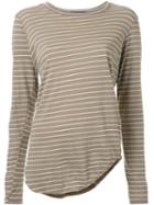 Bassike Striped Scoop Hem T-shirt, Women's, Size: 10, Green, Organic Cotton