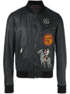 Dolce & Gabbana Patched Bomber Jacket, Men's, Size: 48, Black, Silk/acrylic/polyamide/virgin Wool