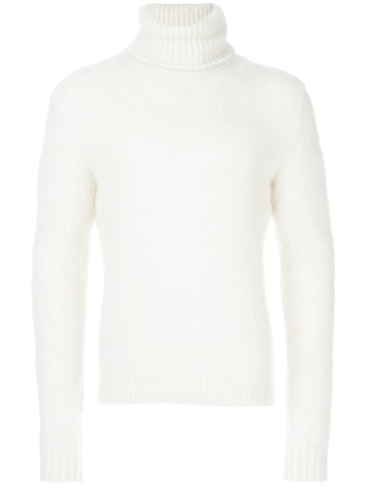 Saint Laurent Textured Roll Neck Jumper - White