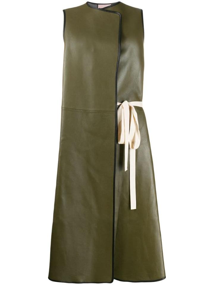 Plan C Sleeveless Side Tie Coat - Green