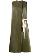 Plan C Sleeveless Side Tie Coat - Green