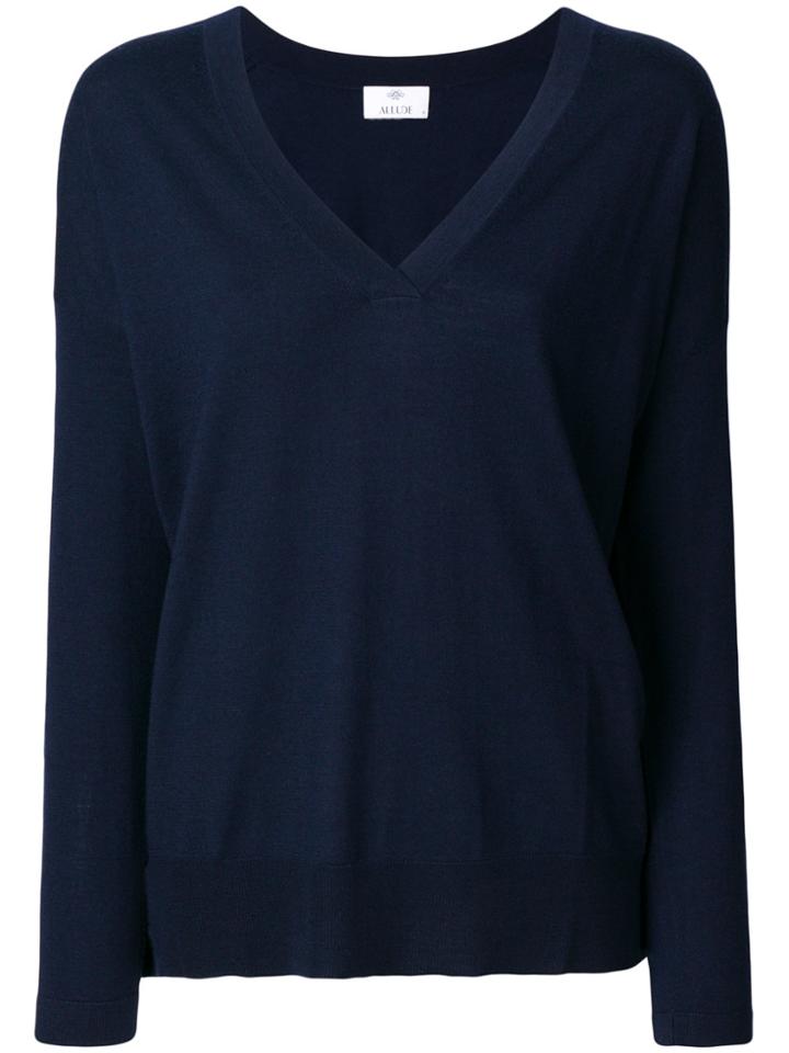 Allude V-neck Jumper - Blue