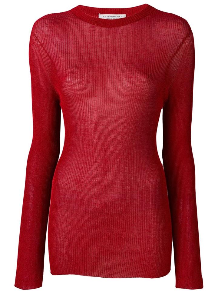 Philosophy Di Lorenzo Serafini Lamé Fitted Sweater - Red