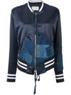 Greg Lauren - Denim Patches Bomber Jacket - Women - Cotton/polyester/satin - 1, Women's, Blue, Cotton/polyester/satin