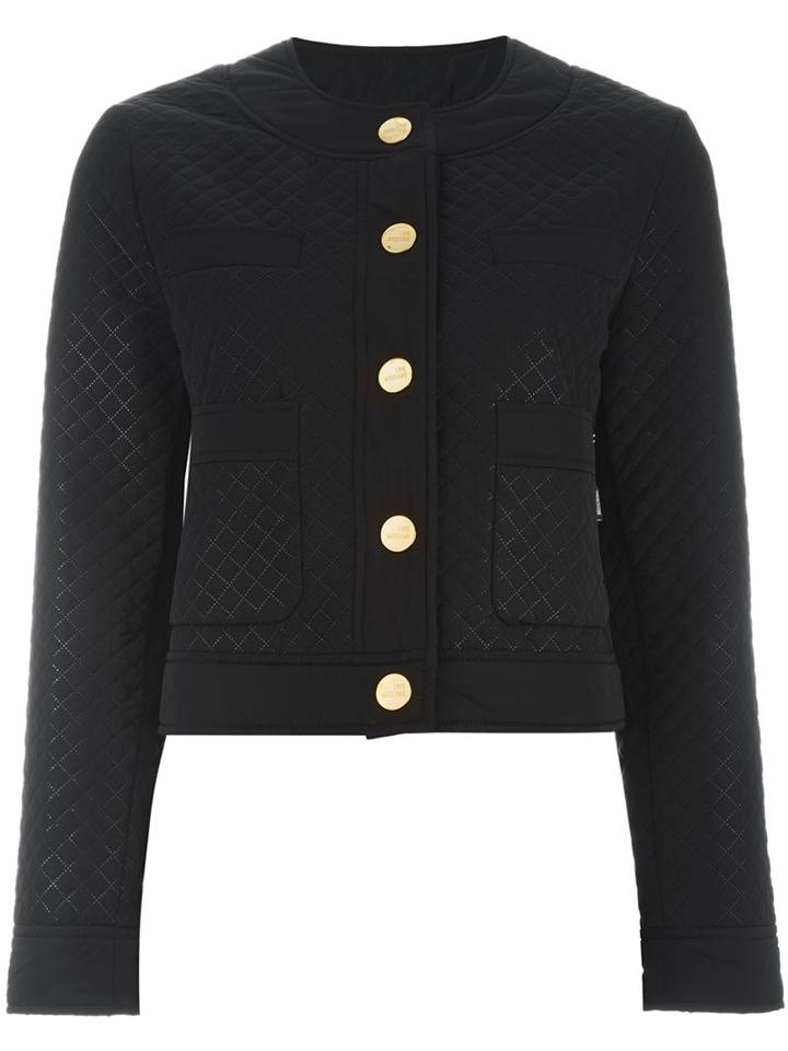 Love Moschino Quilted Fitted Jacket, Women's, Size: 42, Black, Polyester/viscose