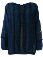 P.a.r.o.s.h. Sequin Stripe Blouse, Women's, Size: Xs, Blue, Acetate/silk/cotton/polyamide