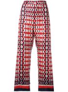 F.r.s For Restless Sleepers Geometric Print Cropped Trousers, Women's, Size: Large, Red, Silk
