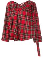 A.w.a.k.e Asymmetric Tartan Jacket, Women's, Size: Small, Red, Nylon/wool