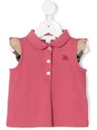 Burberry Kids - Check Frill Sleeve Polo Shirt - Kids - Cotton/spandex/elastane - 6 Mth, Pink/purple