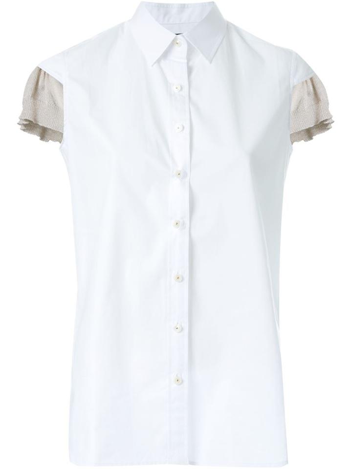 Kolor Ruffled Sleeves Shirt, Women's, Size: 3, White, Cotton