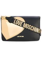 Love Moschino - Gold Heart Shoulder Bag - Women - Polyurethane - One Size, Black, Polyurethane