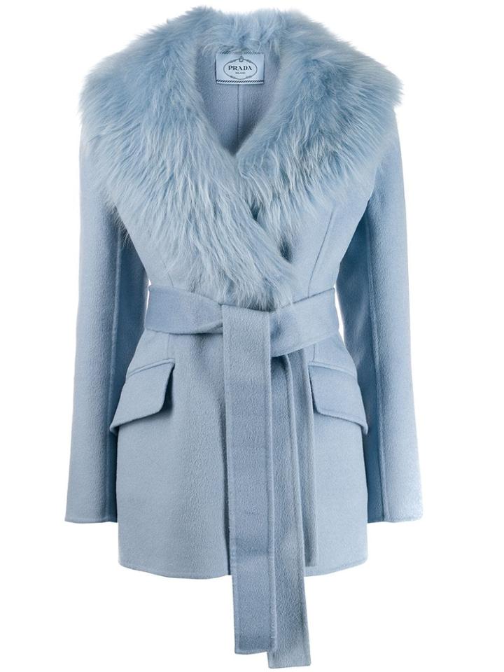 Prada Belted Collar Jacket - Blue