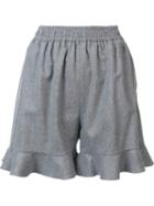 Stella Mccartney Ruffled Hem Shorts, Women's, Size: 40, Grey, Spandex/elastane/cashmere/wool