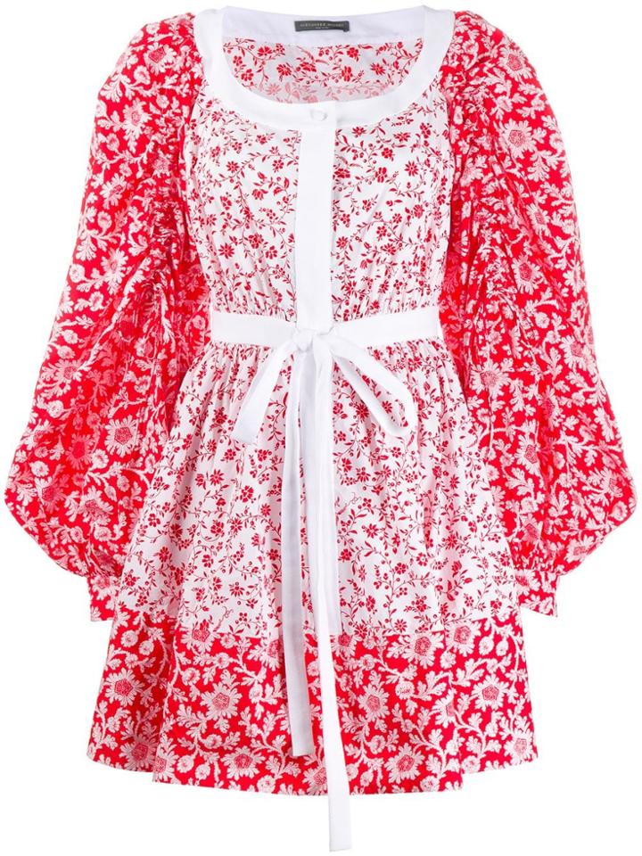 Alexander Mcqueen Floral Puff Sleeve Dress - Red